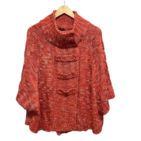Parkhurst Sweaters - Parkhurst Orange Mottled Knit Cape Sweater Size M